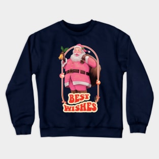 Retro Vintage Pink Santa Claus | Best Wishes Crewneck Sweatshirt